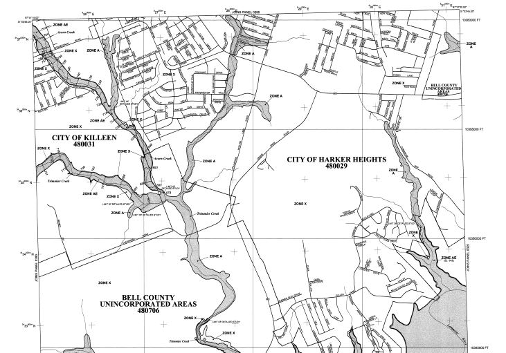 Killeen Harker Heights Bell County Flood Map Exceprt